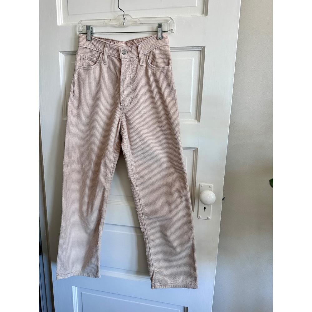 LEVIS Premium Ribcage Straight Ankle Beige Corduroy Pants High Rise 25